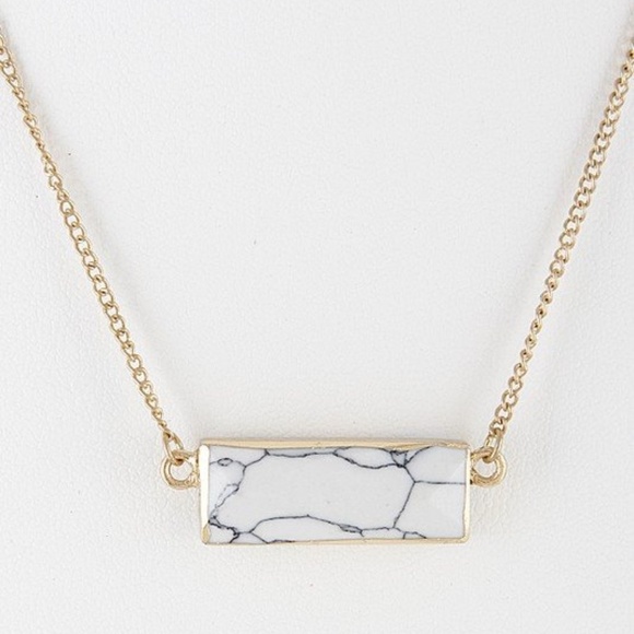 Jewelry - Rectangular White Opulent Stone Necklace